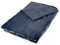 Eine dunkelblaue Fleece-Decke mit weicher Textur.