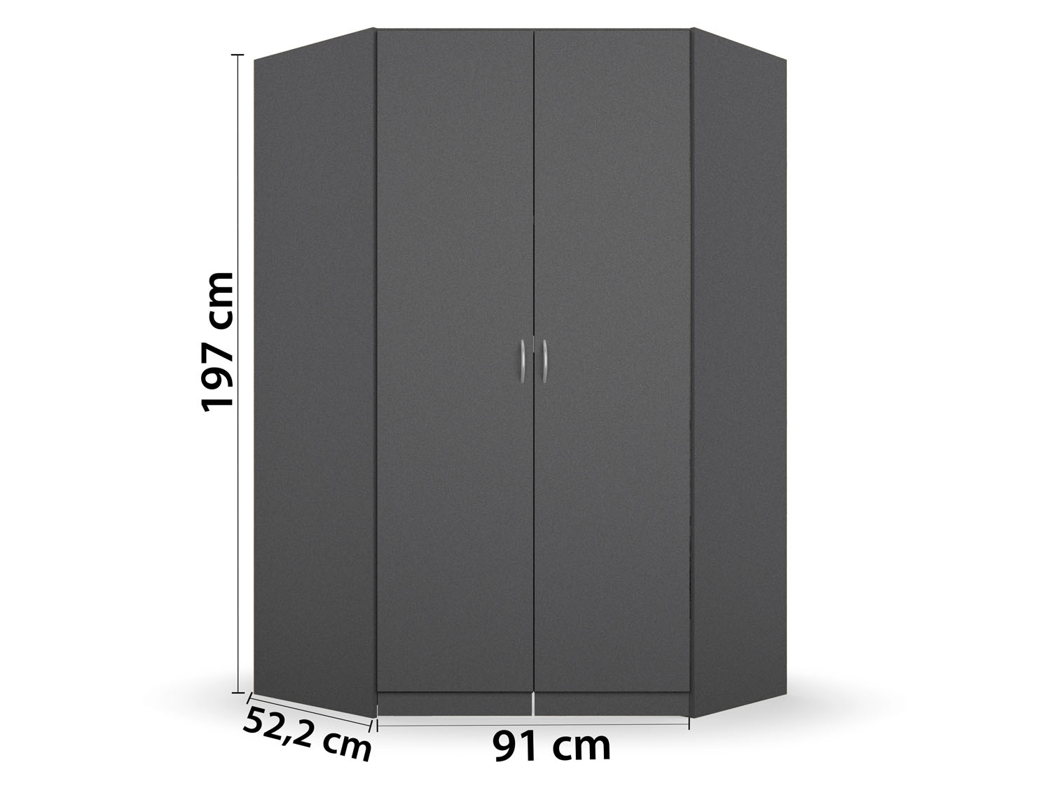 Thumbnail - rauch BLUE Eckschrank Case (inkl Innen-Aufteilung, grau-metallic)