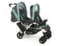Ein Doppelkinderwagen in Grau und Mintgrün von der Marke Chicco Baby.