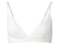 Weißer, dreieckiger BH mit Spitzendetails.