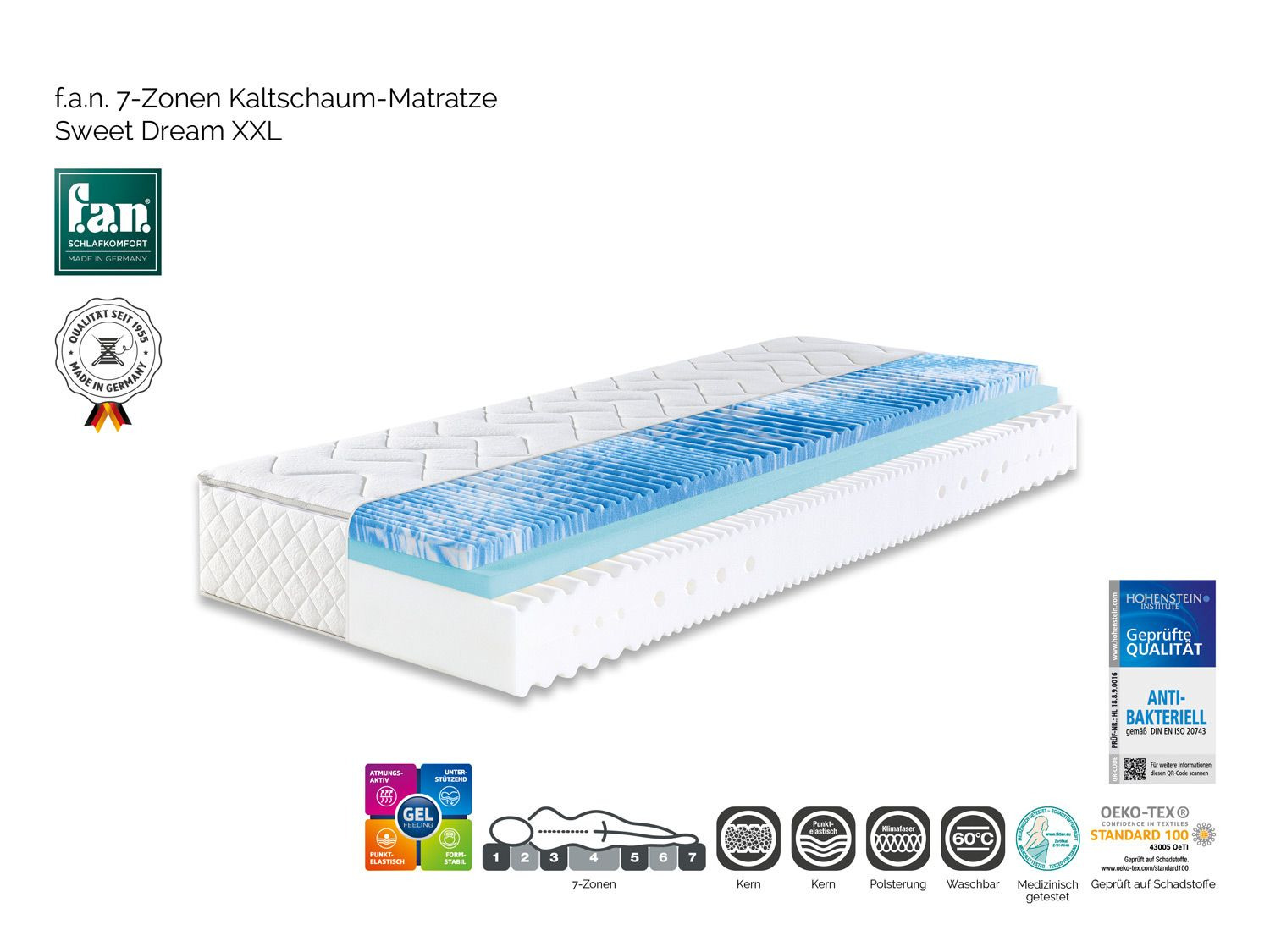 7-Zonen-Kaltschaummatratze »Sweet Dream XXL«, mit Gels…