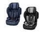 Zwei Osann Autositze, einer in dunkelblau und einer in schwarz mit grauen Akzenten.