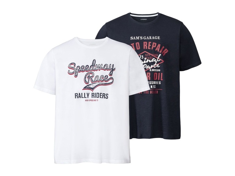 Gehe zu Vollbildansicht: LIVERGY® T-Shirt Herren, 2 Stück, mit legerem Schnitt und Rundhals, aus reiner Baumwolle - Bild 9