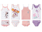 Sortiment Unterwäsche für Mädchen mit Motiven von Minnie Mouse, Paw Patrol, Hello Kitty und Peppa Pig.