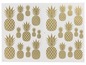 Eine Bogen mit goldenen Ananas-Aufklebern in verschiedenen Größen.