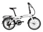 Weißes Adore Klapprad mit Elektroantrieb.