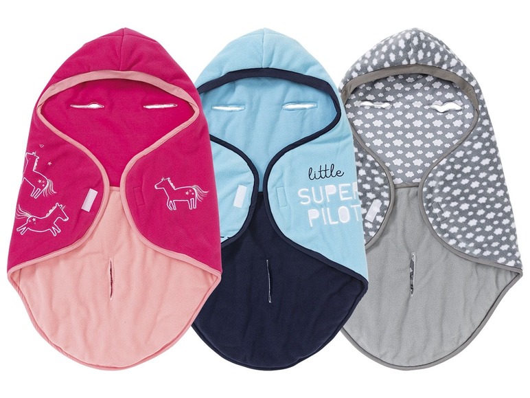 Gehe zu Vollbildansicht: LUPILU® Baby Einschlagdecke, mit Gurtschlitz zur Verwendung in Autositzen, Fleece-Qualität - Bild 1