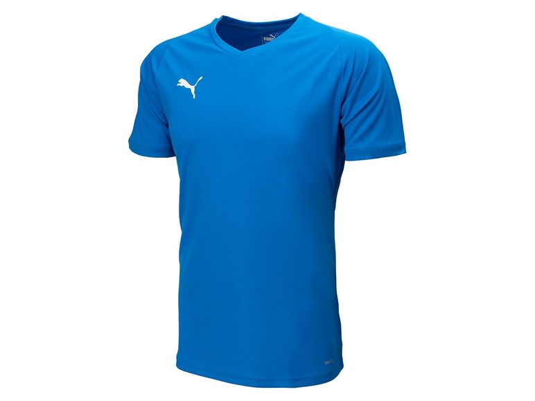 Blaues Puma Fußballtrikot mit weißem Logo
