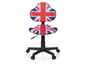 Ein Bürostuhl mit britischem Flaggen-Design.