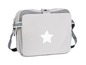 Graue Umhängetasche mit einem weißen Stern.
