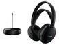 Schwarze Philips FM-Kopfhörer mit Basisstation, drahtlos.