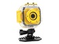 Eine gelbe Actionkamera in einem wasserdichten Gehäuse.