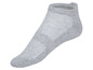 Graue Socken mit niedrigem Schaft und Mesh-Einsätzen.