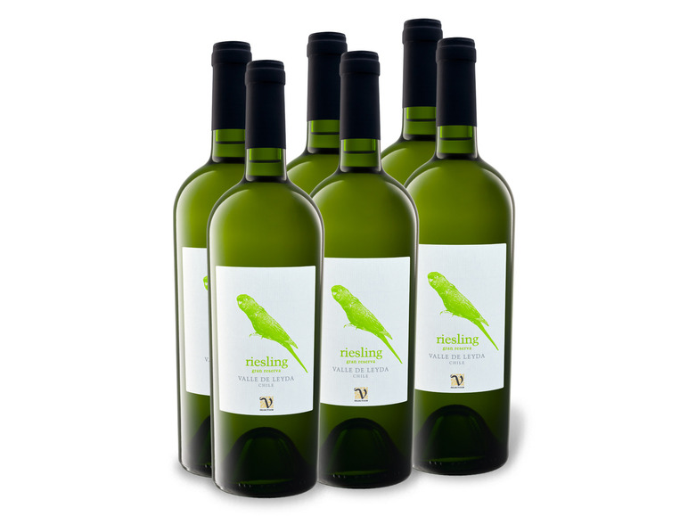 Gehe zu Vollbildansicht: 6 x 0,75-l-Flasche Weinpaket Riesling Valle de Leyda trocken, Weißwein - Bild 1
