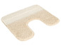 Eine beige Badezimmermatte mit U-förmiger Öffnung für die Toilette.