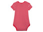 Ein rot-weiß gestreiftes Babybody.