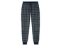 Blau-grüne karierte Pyjamahose.