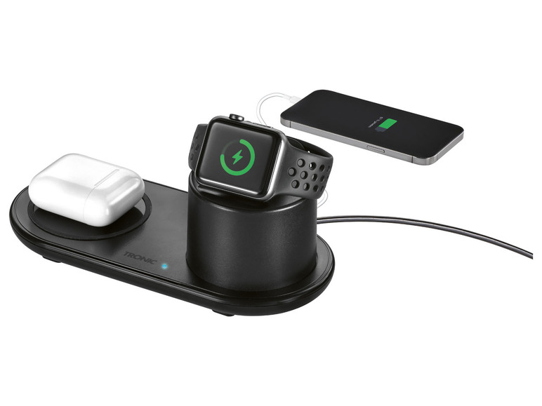 Gehe zu Vollbildansicht: TRONIC 3 in 1 Ladegerät - Mit Apple Watch Halter und USB-A Port - Bild 5