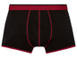 Schwarze Boxershorts mit roten Details.