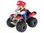 Mario auf einem roten Quad mit großen Reifen.