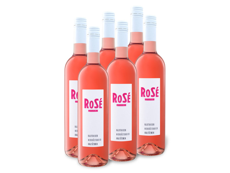 6 Niederösterreich 0,75-l-Flasche Weinpaket Roséwein halbtrocken, x Rosé