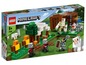 LEGO Minecraft Set mit einer Pillager-Hütte, einem Eisengolem und Zombies.