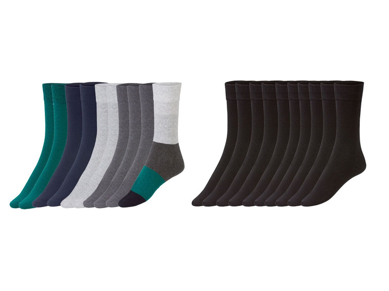 Ein Set mit schwarzen und bunten Socken.