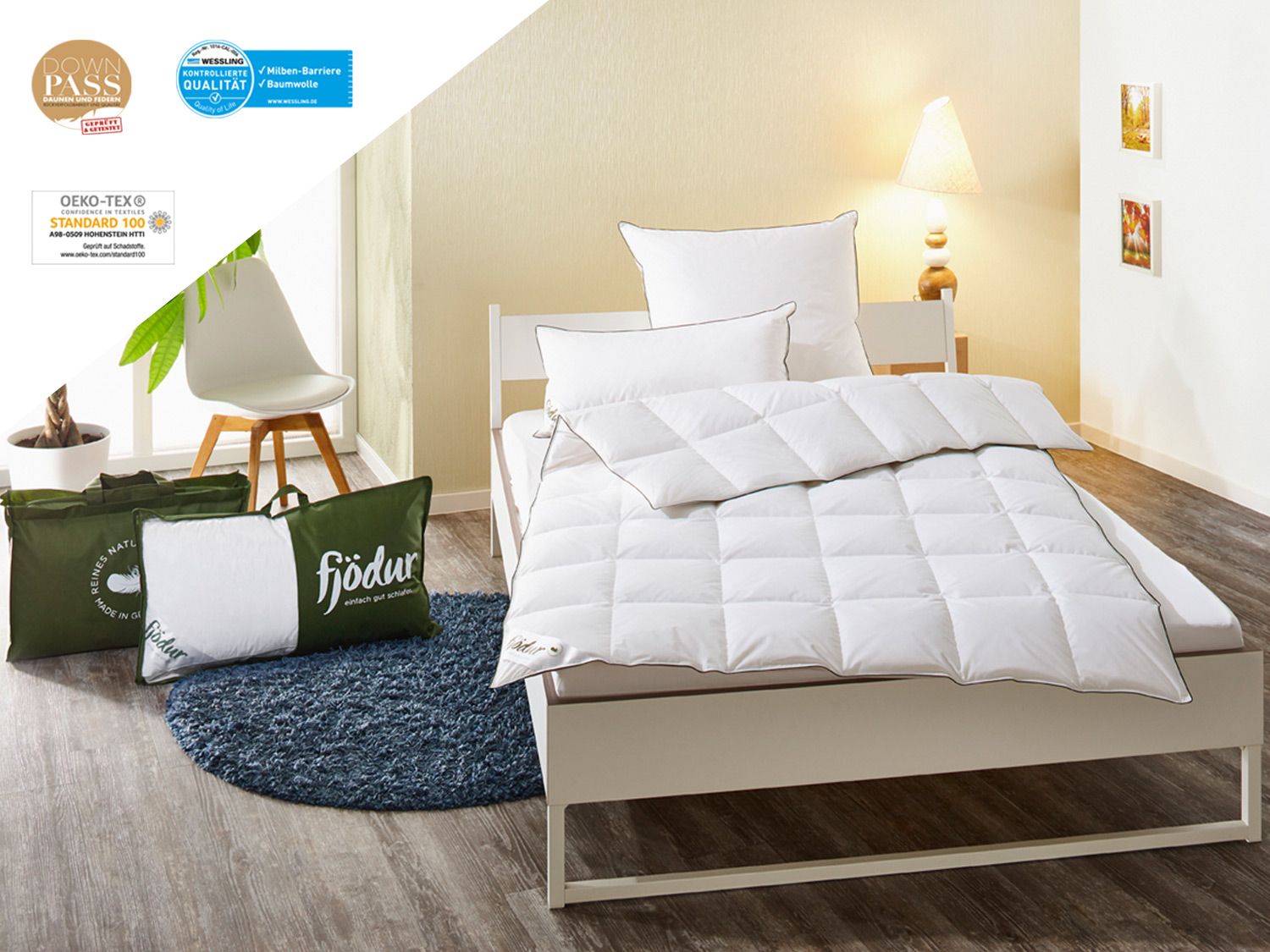 Thumbnail - Fjödur Feder- / Daunen-Kassettenbettdecke Klassik, medium (155 x 220 cm)