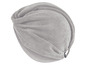 Graues Mikrofaser-Haarturban mit Knopfverschluss.