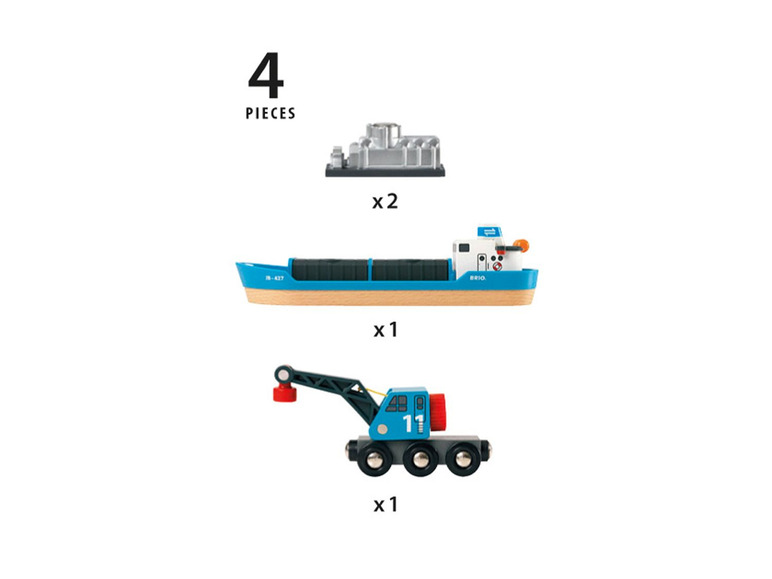 Gehe zu Vollbildansicht: BRIO 33534 »Containerschiff mit Kranwagen«, 4-teilig, ab 3 Jahren - Bild 3