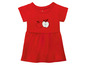 Rotes Babykleid mit kurzen Ärmeln und Apfelmotiv.