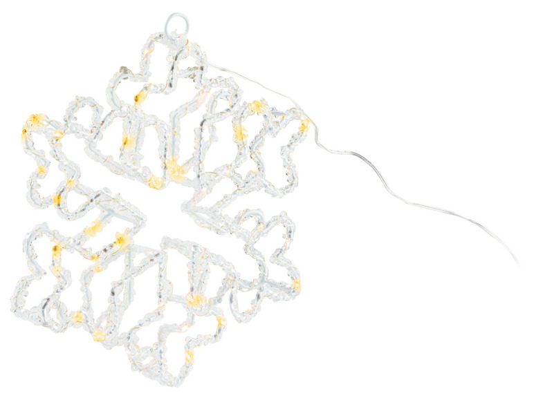 Weihnachtsschmuck in Form eines Schneeflockens mit Lichtern.