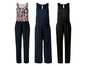 Drei Damen-Jumpsuits: Einer mit Blumenmuster, einer mit Punkten und einer unifarben schwarz.