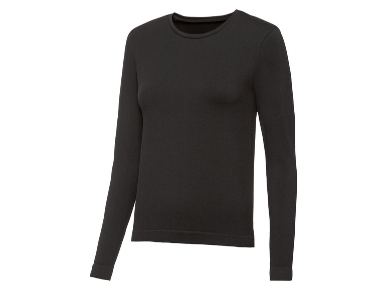 Ein schwarzes Langarmshirt mit Rundhalsausschnitt.