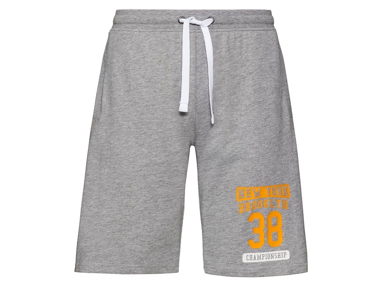 Graue Jogginghose mit 'New York Brooklyn 38 Championship' Druck.