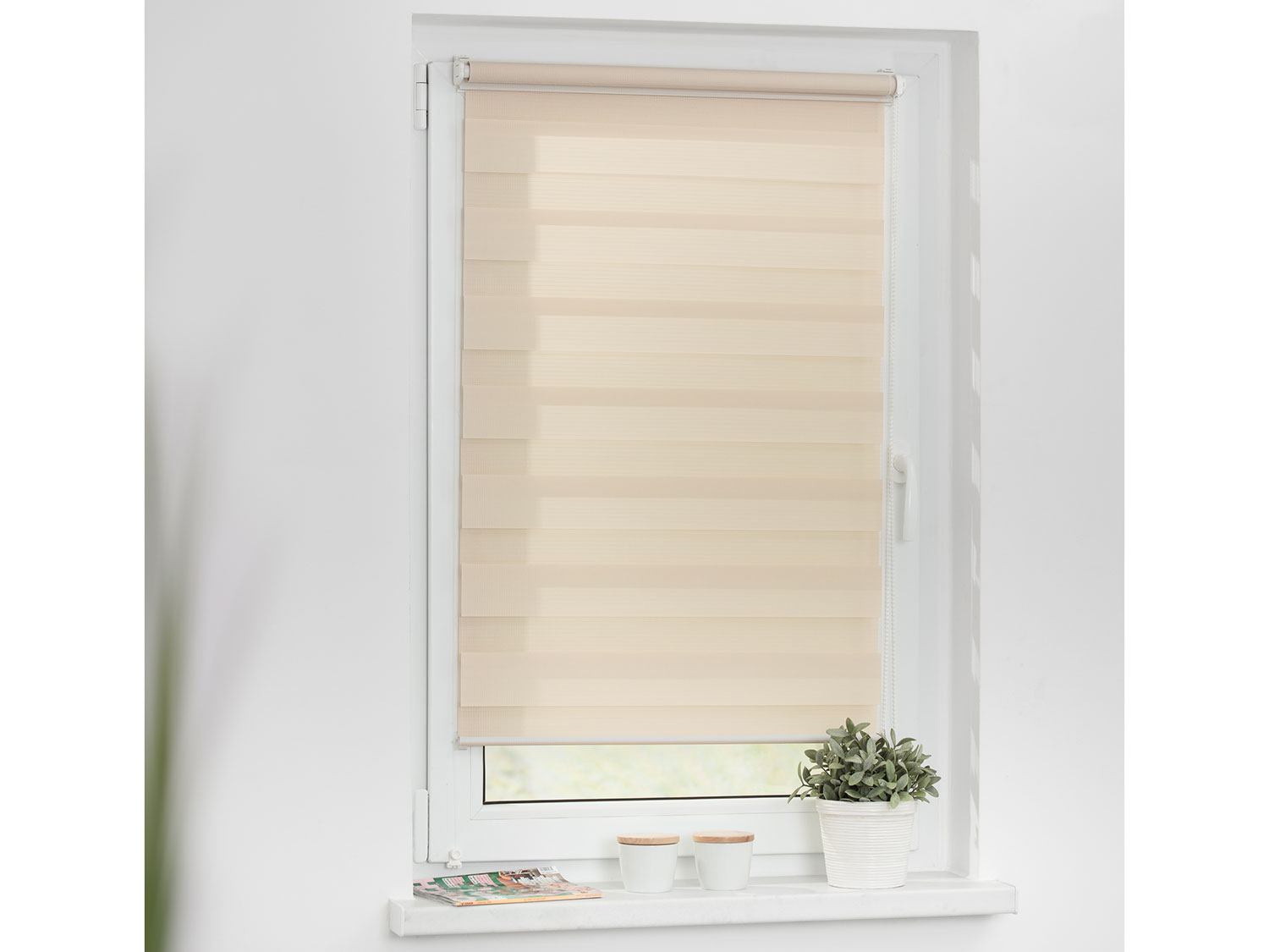 Thumbnail - Lichtblick Duo-Rollo Klemmfix, ohne Bohren, verspannt, blickdicht (Creme, 120 x 150 cm)