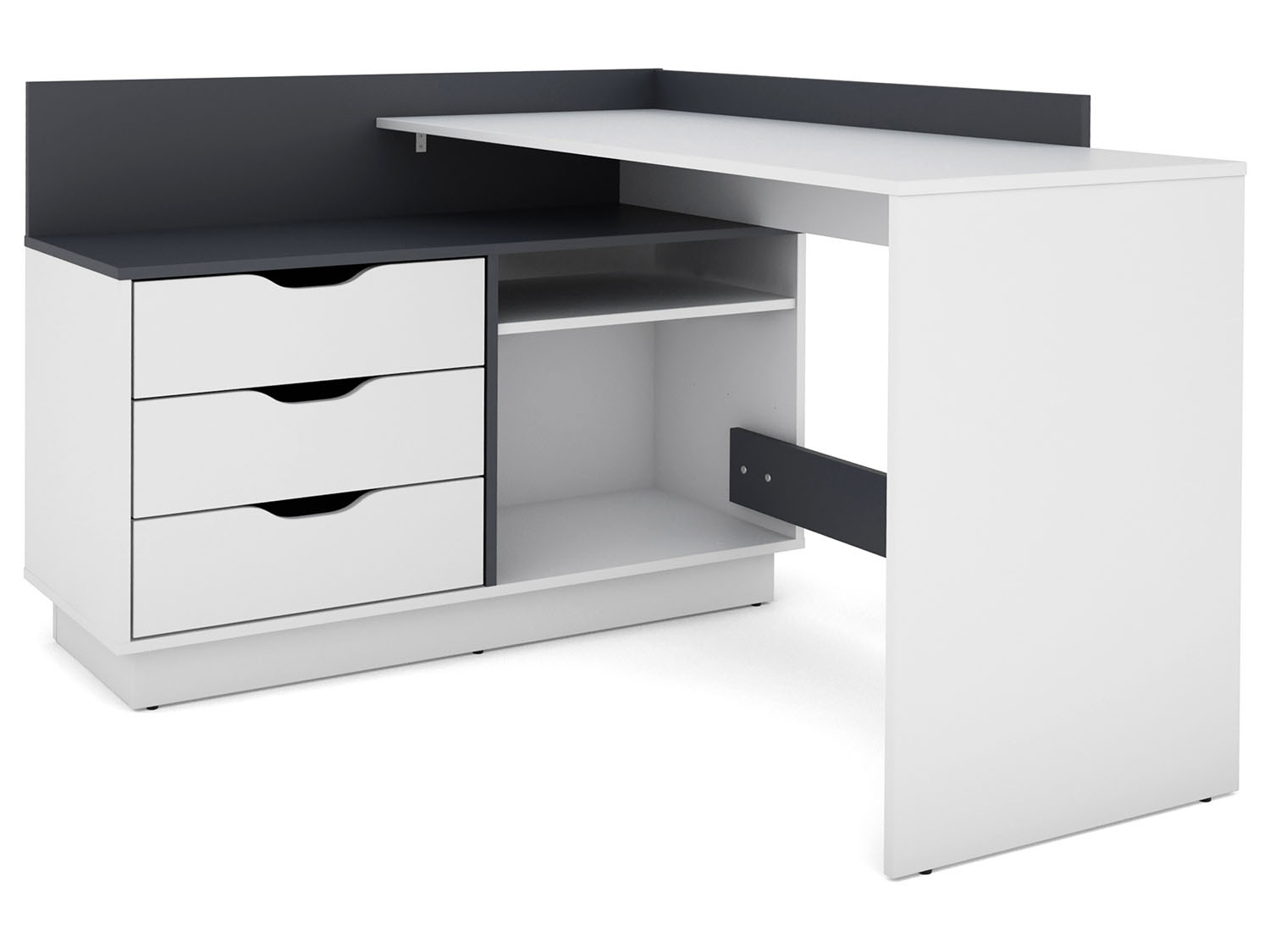 byLIVING Schreibtisch Belfast (Weiß / Anthrazit) | 04251942205626