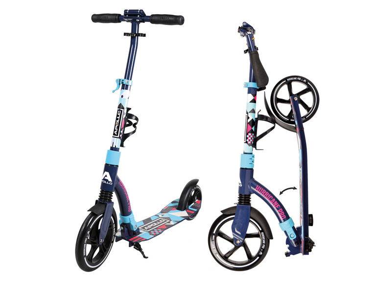 Ein blauer Apollo Hurricane Pro Roller mit geometrischem Muster.