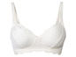 Weißer, gepolsterter BH mit Spitze.