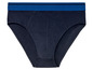 Dunkelblaue Herrenunterwäsche mit blauem elastischem Bund.