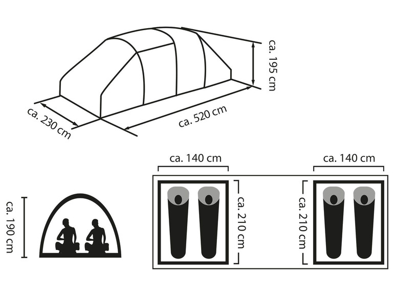 Gehe zu Vollbildansicht: CRIVIT® Großraumzelt, räumlich getrennte Schlafkabinen - Bild 7