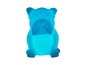 Eine blaue Bulldoggen-Lampe aus Glas.