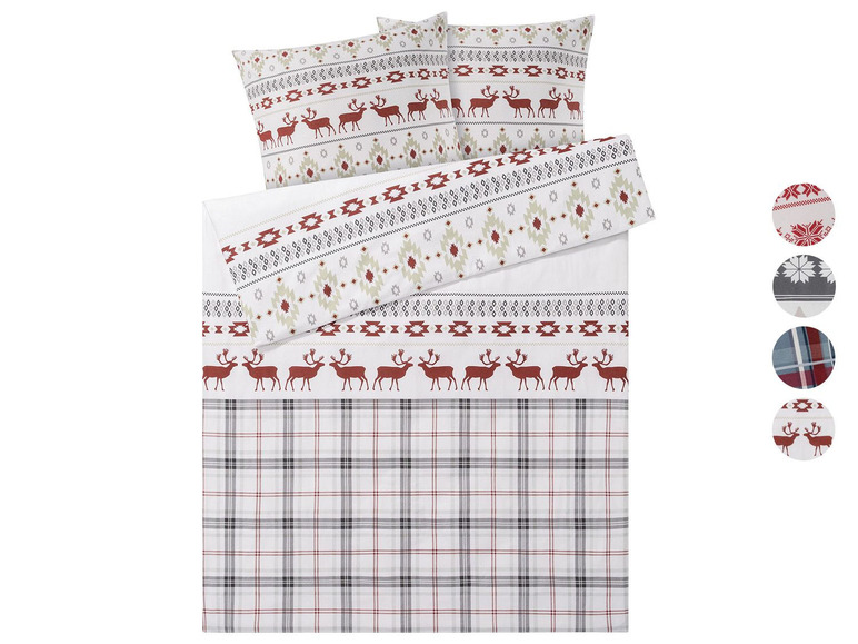 Bettwäsche mit Rentier-Muster und Karomuster