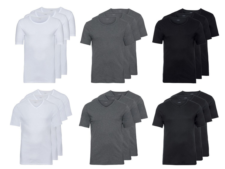 Gehe zu Vollbildansicht: LIVERGY® Unterhemd Herren, 3 Stück, mit Rundhals- oder V-Ausschnitt, aus reiner Baumwolle - Bild 1