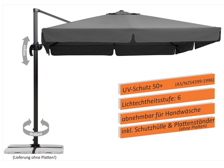 Gehe zu Vollbildansicht: Schneider Ampelschirm »RHODOS«, quadratisch, inklusive Schutzhülle, mit Alu-Stahl-Gestell - Bild 35