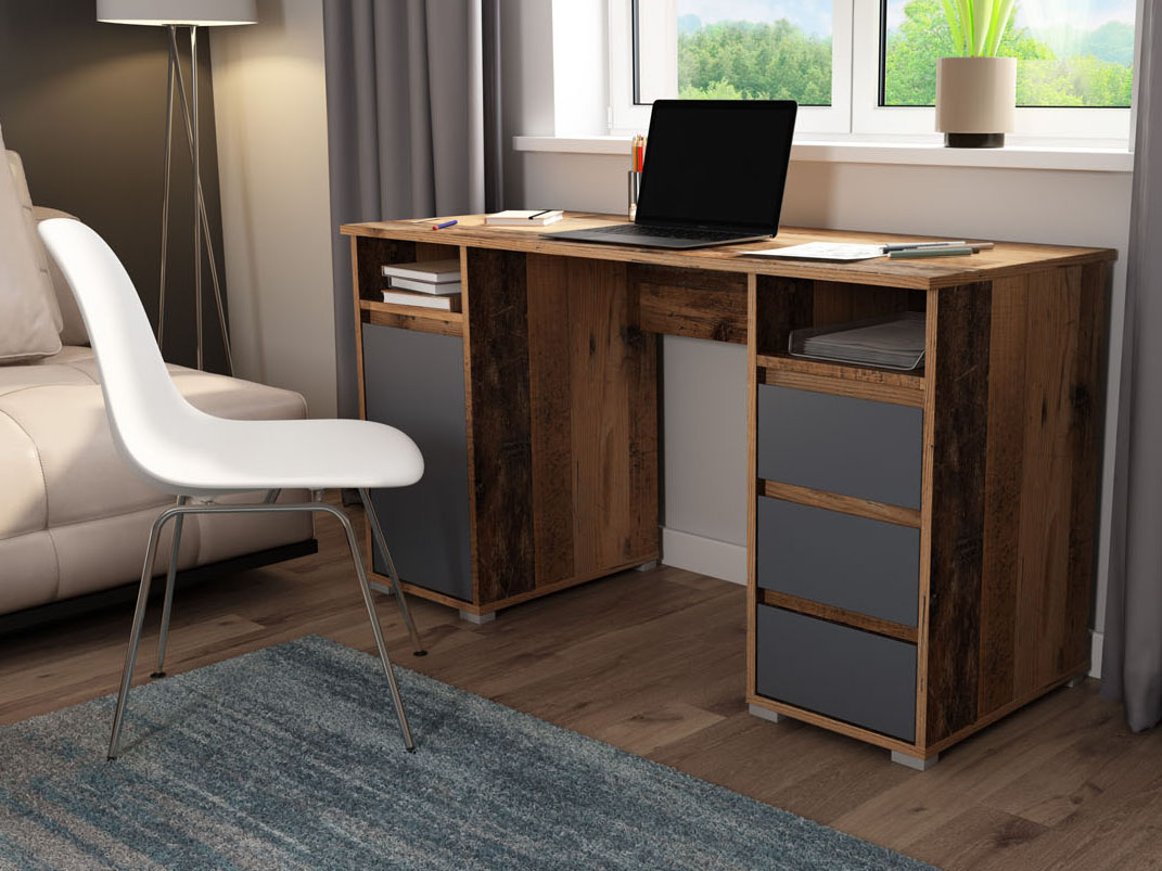 BYLIVING Schreibtisch Lobo (Old Wood / Anthrazit) – Bild 2 von 4