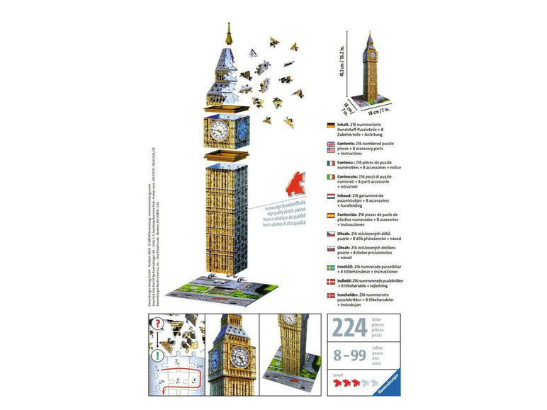Gehe zu Vollbildansicht: Ravensburger 3D Puzzle Big Ben - Bild 2