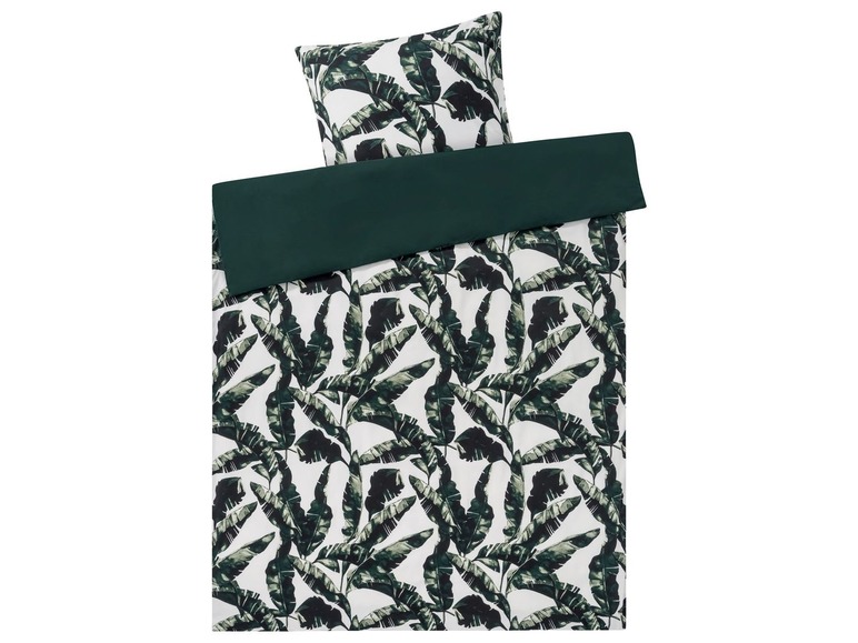 Bettwäsche mit tropischem Bananenblatt-Muster.