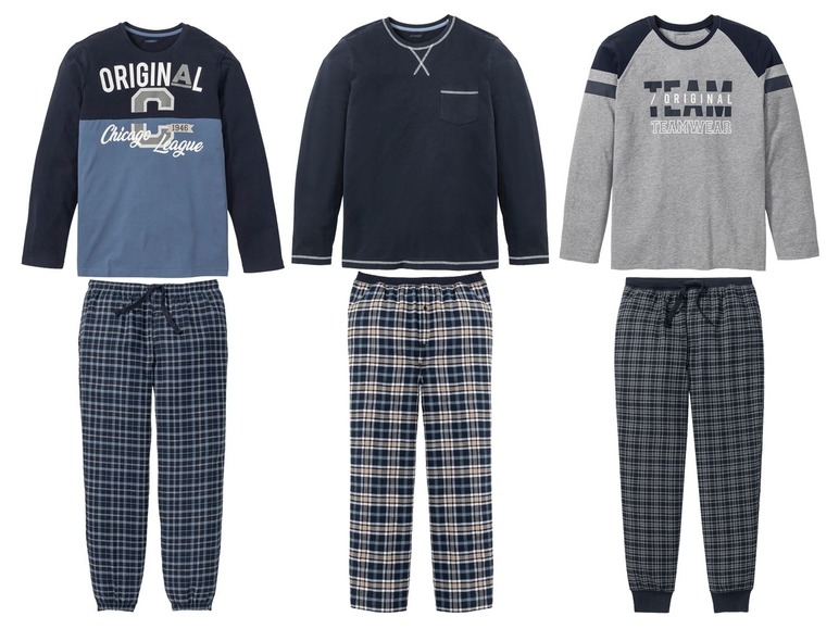 Gehe zu Vollbildansicht: LIVERGY® Herren Pyjama, aus Baumwolle, Hose mit seitlichen Eingrifftaschen - Bild 1