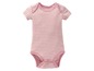 Ein gestreiftes rosa Babybody.